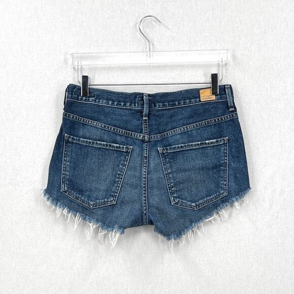 CITIZENS OF HUMANITY Corey Shorts 26 Blue Slouchy Fit Distress Cut Off Selvedge - Picture 3 of 16